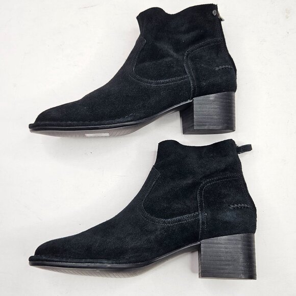 Ugg Western Casual Ankle Booties Suede Black Block Heel Short Boots Size 9.5 - Picture 6 of 11